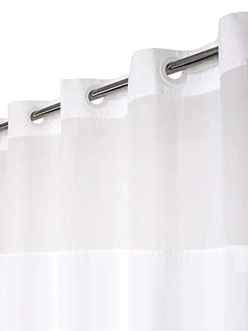 No Hooks Needed White Shower Curtain – Classic Water-Resistant Bathroom Curtain - Picture 2 of 4